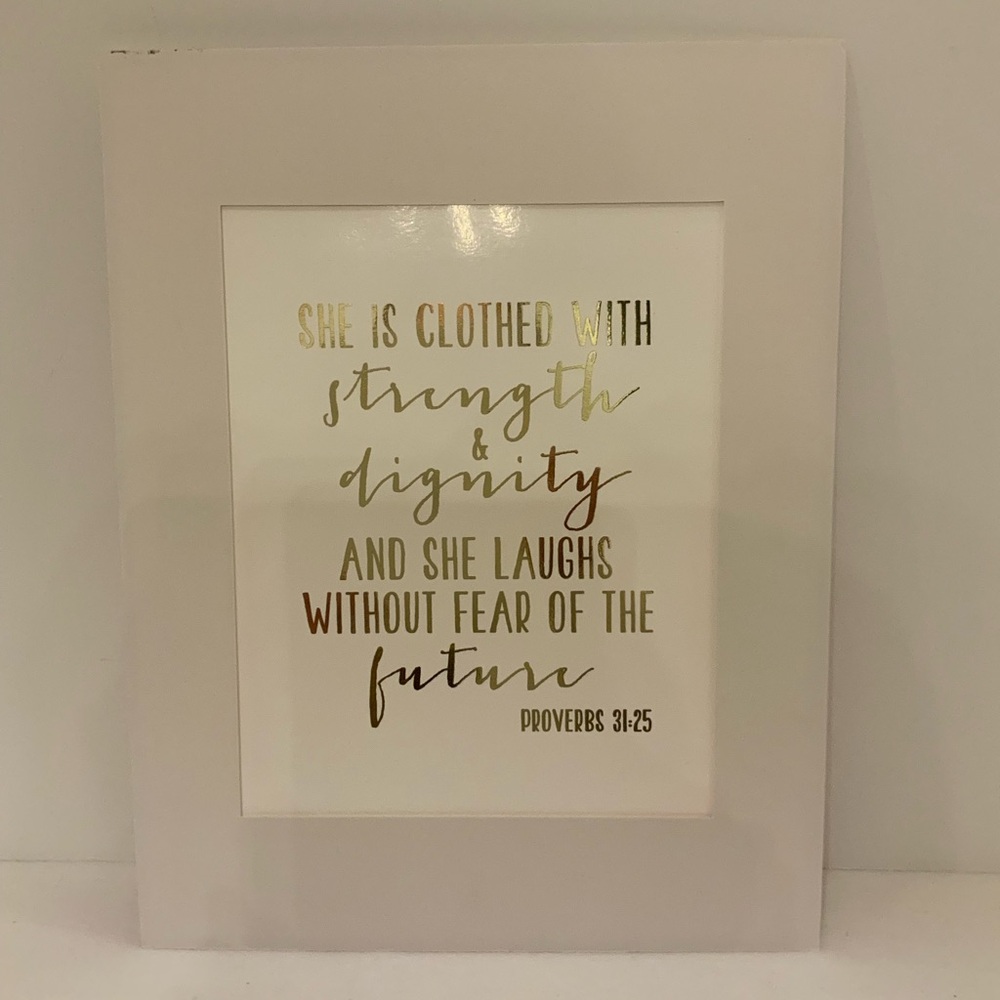 11 x 14/ Mat /WO 8 x 10 White and Gold Inspirational Art